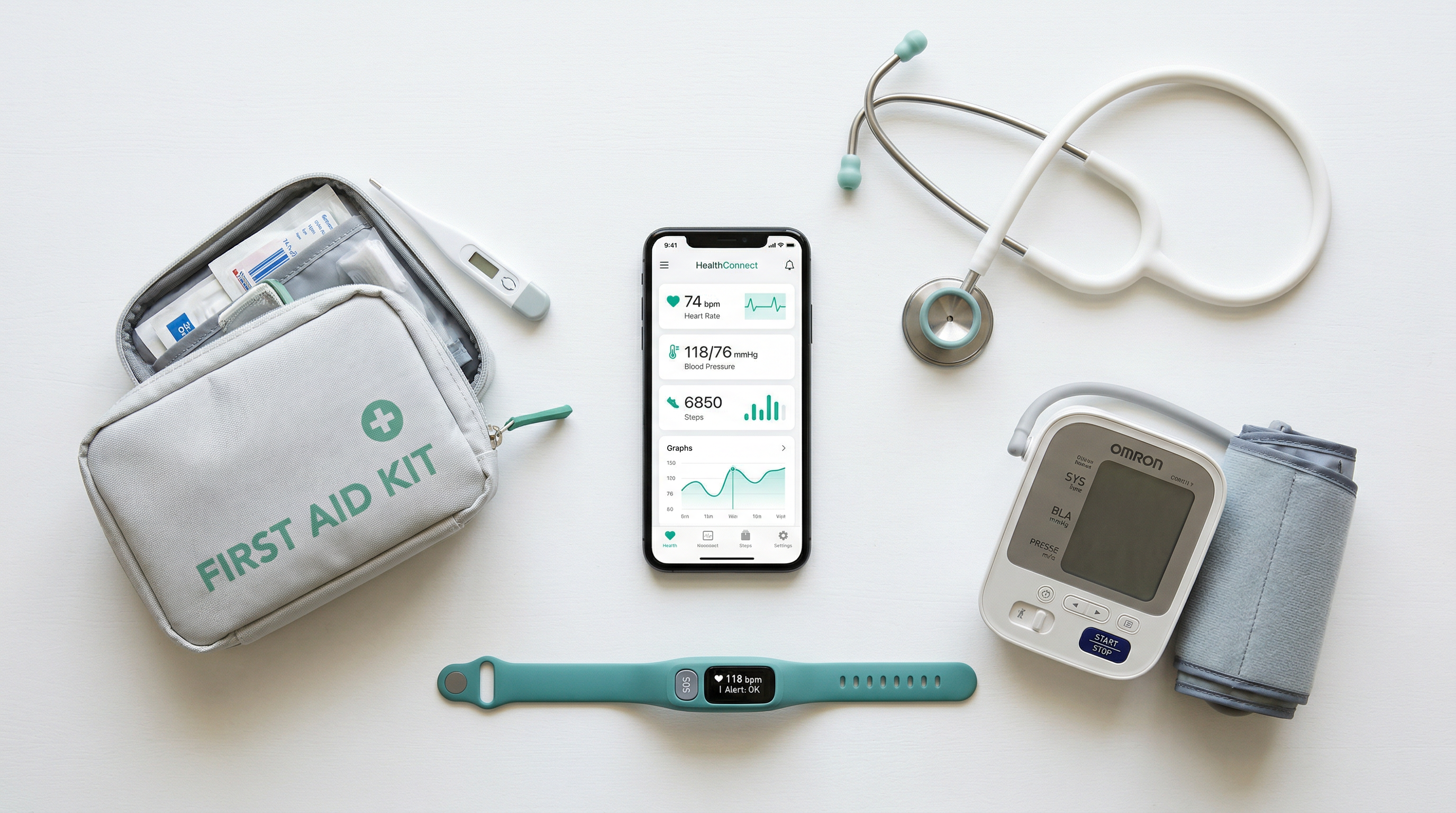 Telehealth monitoring equipment including smartphone app and medical devices